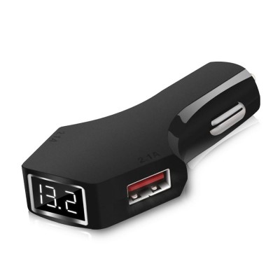Car USB charger 4,2A with electric meter 