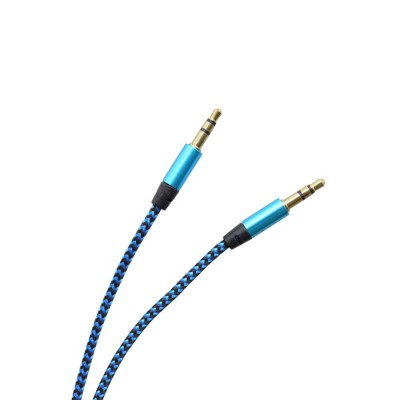 AUX Cable 3.5mm Jack, Blue - Black, Fabric Coating
