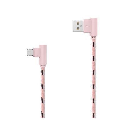 Data Cable Micro USB Pink Angled 2m 2.4A