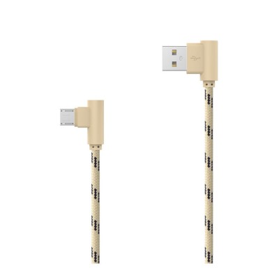 Textil data cable Micro USB 2A, (curved) 2m gold
